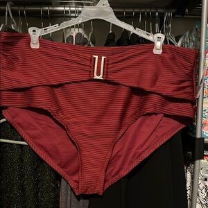High-Waisted Burgundy Bikini Bottoms